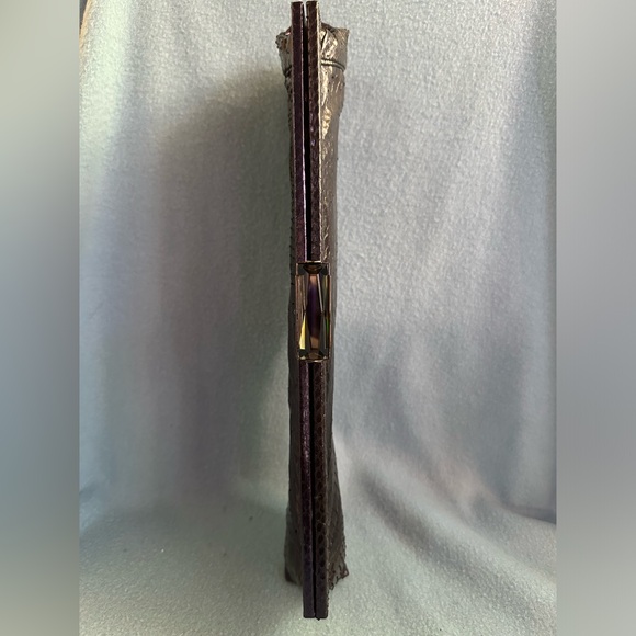 Kotur Snakeskin East West Clutch in Ink Blue/Purple Color and Crystal Closure - Picture 6 of 11